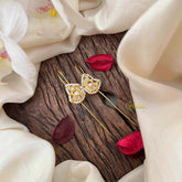 Vriksham Classic Gold-Plated Peacock Motif Pearl Bugadi Style Earrings-G22128