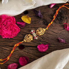 Rakshabandhan Kundan Mayil Rakhi-Red White-G13058