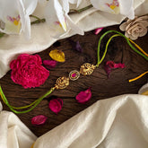 Red Kundan Stone Dual Peacock Pendant Rakshabandhan Rakhi-G13014