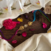 Kundan Stone Dual Peacock Pendant Rakshabandhan Rakhi-White-G13012