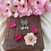 Vriksham Parrot Maharashtrian Style Press Bugadi-Green Red-White Bead-J3153