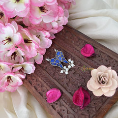 Vriksham Parrot Maharashtrian Style Press Bugadi-Blue-White Bead-J3156