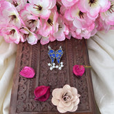 Vriksham Parrot Maharashtrian Style Press Bugadi-Blue-White Bead-J3156