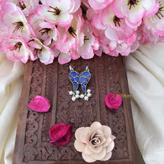 Vriksham Parrot Maharashtrian Style Press Bugadi-Blue-White Bead-J3156