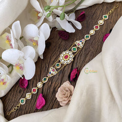 Vriksham Designer Kundan Jadau Sheeshphool-Red Green & White-J2763