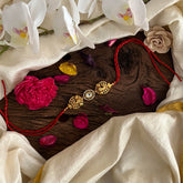 Kundan Stone Dual Peacock Pendant Rakshabandhan Rakhi-White-G13007