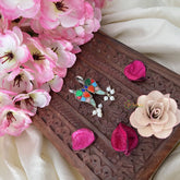 Vriksham Parrot Maharashtrian Style Press Bugadi-Mulricolor-White Bead-J3157