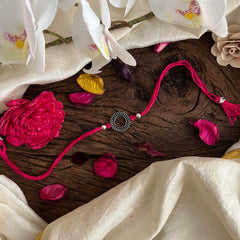 Rakshabandhan Silver Pendant Rakhi-Pink Thread-G13036