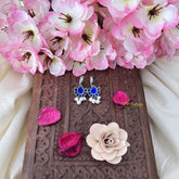 Vriksham Diya Shape Maharashtrian Style Press Bugadi-Blue-White Bead-J3129