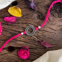 Rakshabandhan Silver Pendant Rakhi-Pink Thread-G13036