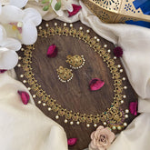 Vriksham Gold Look Alike Lakshmi Long Neckpiece-Red Green-G16170