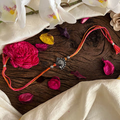 Rakshabandhan Silver Shank Rakhi-Pink-G13034