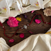 Rakshabandhan Silver Om Rakhi-Maroon-G13029