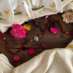 Rakshabandhan Silver Om Rakhi-Maroon-G13029