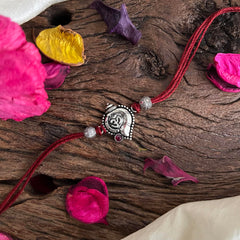 Rakshabandhan Silver Om Rakhi-Maroon-G13029
