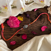 Rakshabandhan Silver Rakhi-Orange Pink Thread-G13028