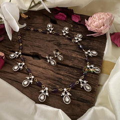 Simple Victorian Diamond Neckpiece-Purple Bead-VV1750