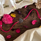 Peacock Rakshabandhan Silver Rakhi-Pink-G13026