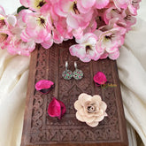 Vriksham Flower Maharashtrian Style Press Bugadi-Red Green-White Bead-J3162