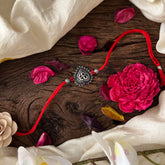 Rakshabandhan Silver Om Rakhi-Red-G13045