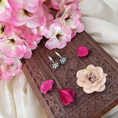 Vriksham Flower Maharashtrian Style Press Bugadi-Red Green-White Bead-J3162