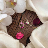 Vriksham Premium Style Septum Ring & Nath Bullak-Red White-G21609