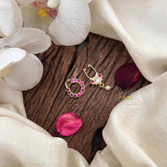 Vriksham Premium Style Septum Ring & Nath Bullak-Red White-G21609