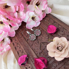 Vriksham Flower Maharashtrian Style Press Bugadi-Red-White Bead-J3160