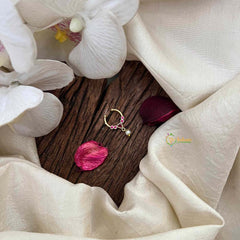 Vriksham Classic Trio & Round Style Septum Ring-Red-Pearls-G21612