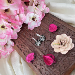 Vriksham Flower Maharashtrian Style Press Bugadi-Red-White Bead-J3160