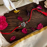 Rakshabandhan Silver Krishna Rakhi-Red-G13039