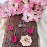 Vriksham Flower Maharashtrian Style Press Bugadi-Coral-White Bead-J3164