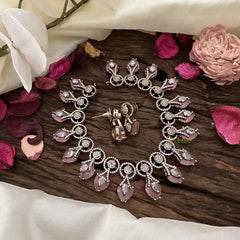 Trendy Pastel Pink Victorian Diamond Neckpiece-VV1767