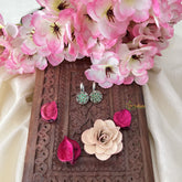 Vriksham Flower Maharashtrian Style Press Bugadi-Green-White Bead-J3159