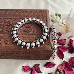 Vriksham Traditional  Oxidized Ball Kada Bnagle-S1060