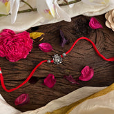 Rakshabandhan Silver Ganesha Rakhi-Red-G13040