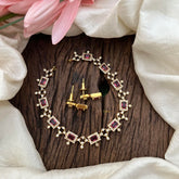 Simple Red AD Stone Short Neckpiece-Rectangle-G12895