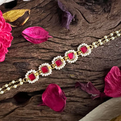 Rakshabandhan Red Jadau Kundan Rakhi-Pearl-G12950