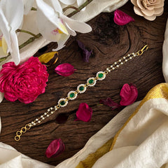 Rakshabandhan Green Jadau Kundan Rakhi-Oval-Pearl-G12946