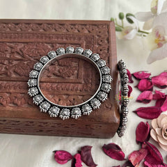 Vriksham Antique Oxidized Flower Kada Bnagle-S1062