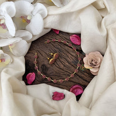 Vriksham Fancy AD Stone Designer Neckpiece-Red-G18491