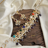 Multicolour Mossanite Victorian Diamond High Neck Choker - VV1365