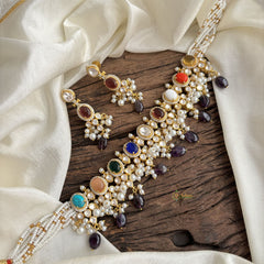 Multicolour Mossanite Victorian Diamond High Neck Choker - VV1365