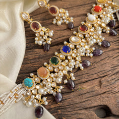 Multicolour Mossanite Victorian Diamond High Neck Choker - VV1365