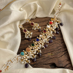 Multicolour Mossanite Victorian Diamond High Neck Choker - VV1365