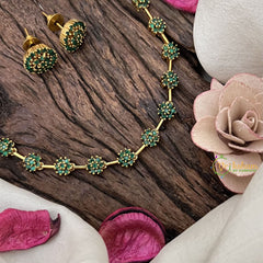Vriksham Fancy AD Stone Designer Neckpiece-Green-G18490