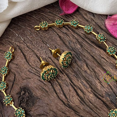 Vriksham Fancy AD Stone Designer Neckpiece-Green-G18490
