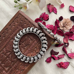 Vriksham Temple Inspired Manga Style Oxidized Kada Bnagle-S1065