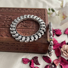 Vriksham Temple Inspired Manga Style Oxidized Kada Bnagle-S1065