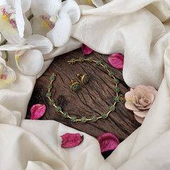 Vriksham Fancy AD Stone Designer Neckpiece-Green-G18490